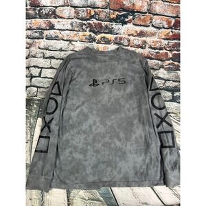 PlayStation PS5 Long Sleeve Gray Shirt Men's Size L/G Gaming Top